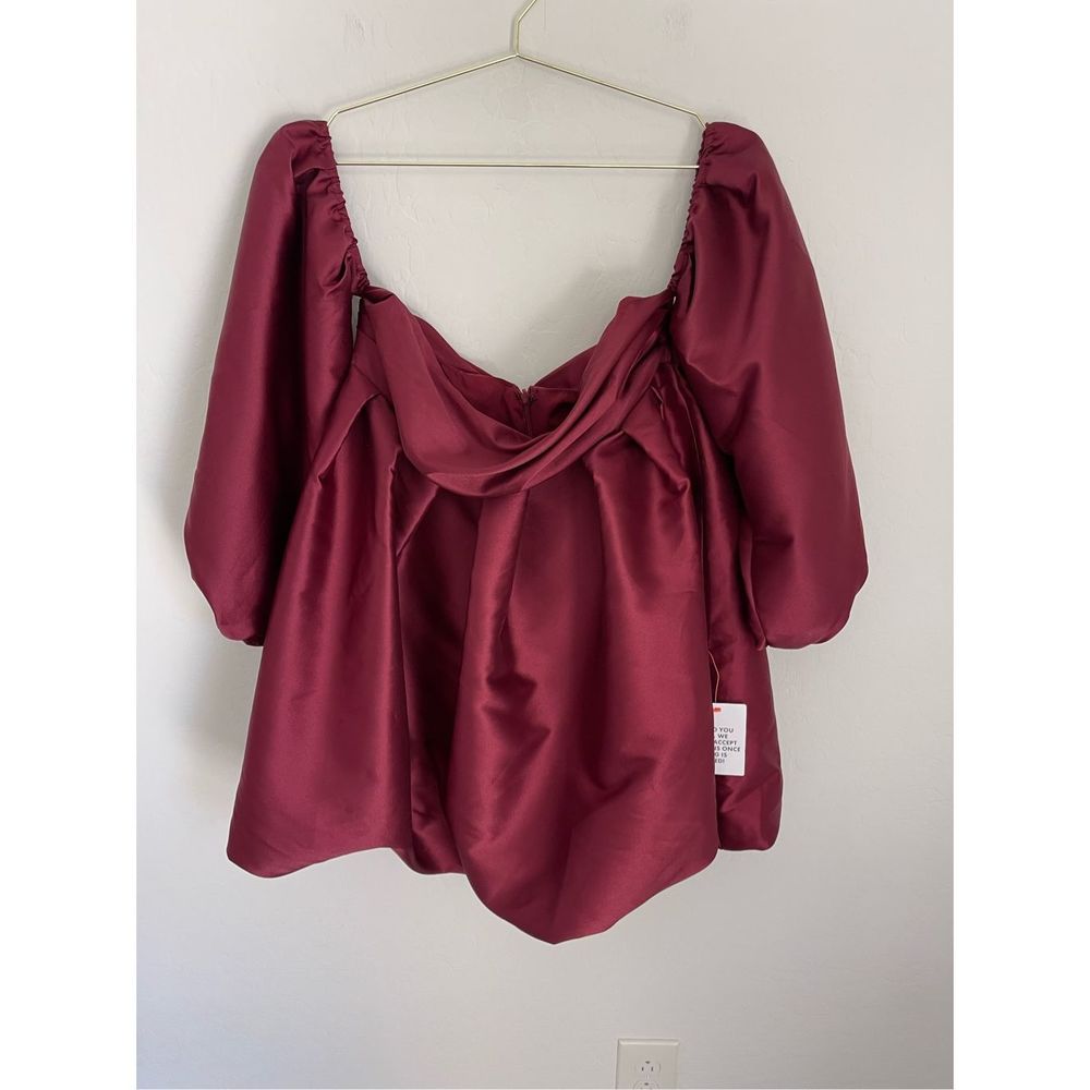 ASOS LUXE bubble babydoll satin mini dress in deep red size 8 NWT